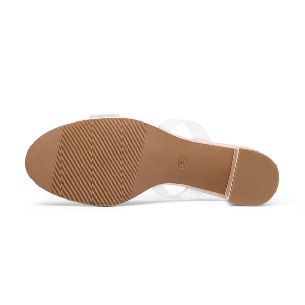 Two Strap Chunky Heel Sandals - NUDE TPU - 4